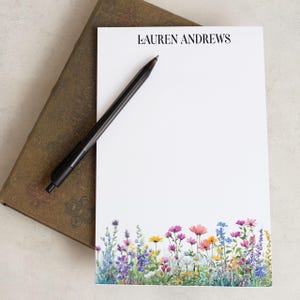 Personalized Flower Notepad, Custom Name Notepads, Floral Garden Note ...