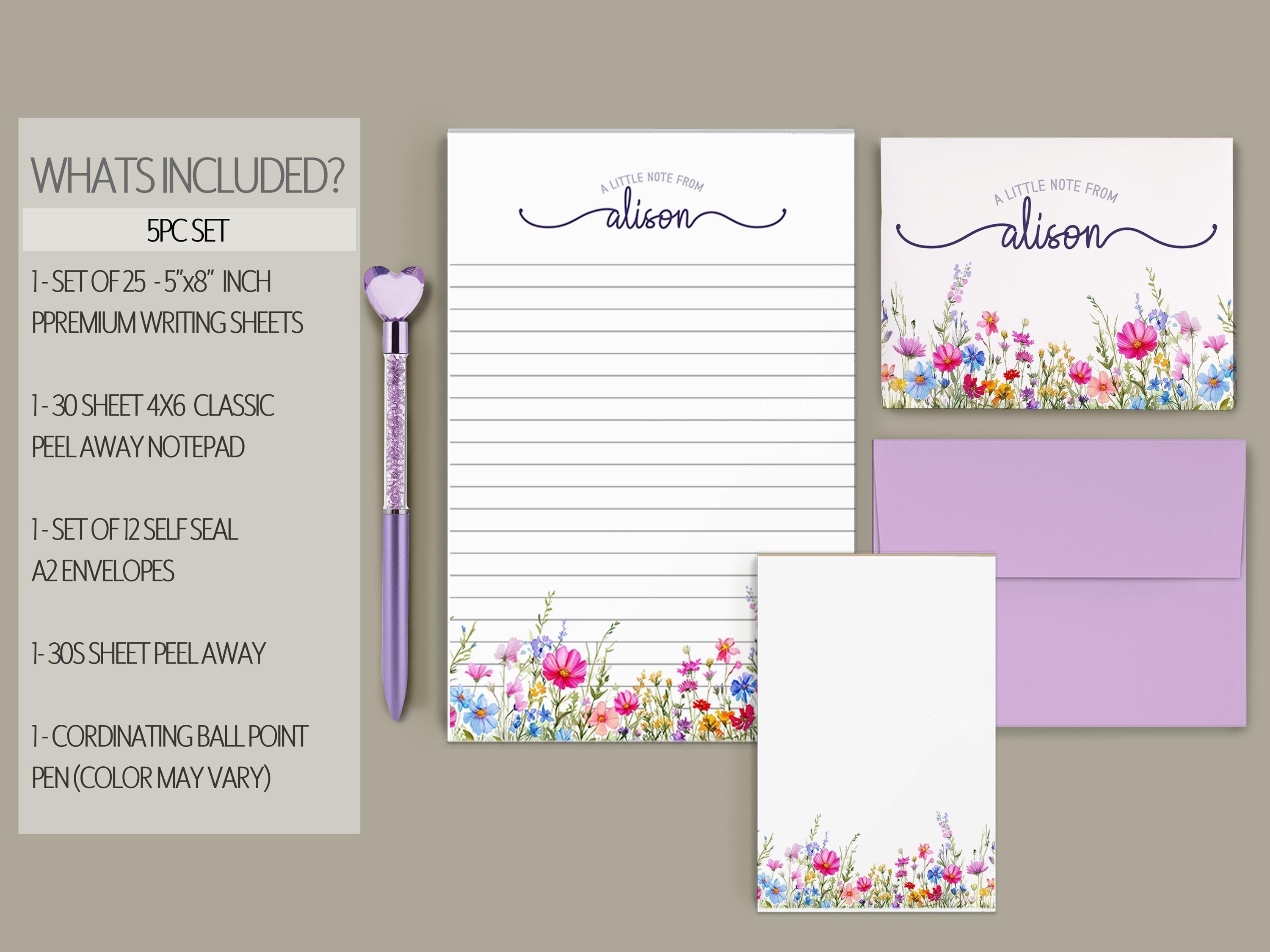 Personalized Stationery Set, Wildflower Print Letter Writing Gift Sets ...