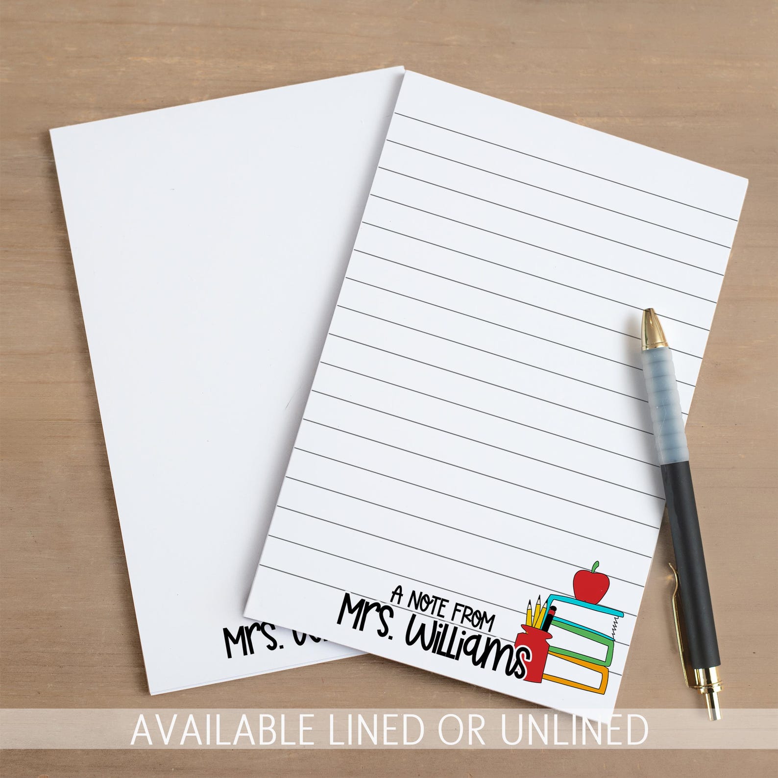 Custom Teacher Notepads Personalized Teacher Note Pad, Custom Name Stationery, Classroom ...