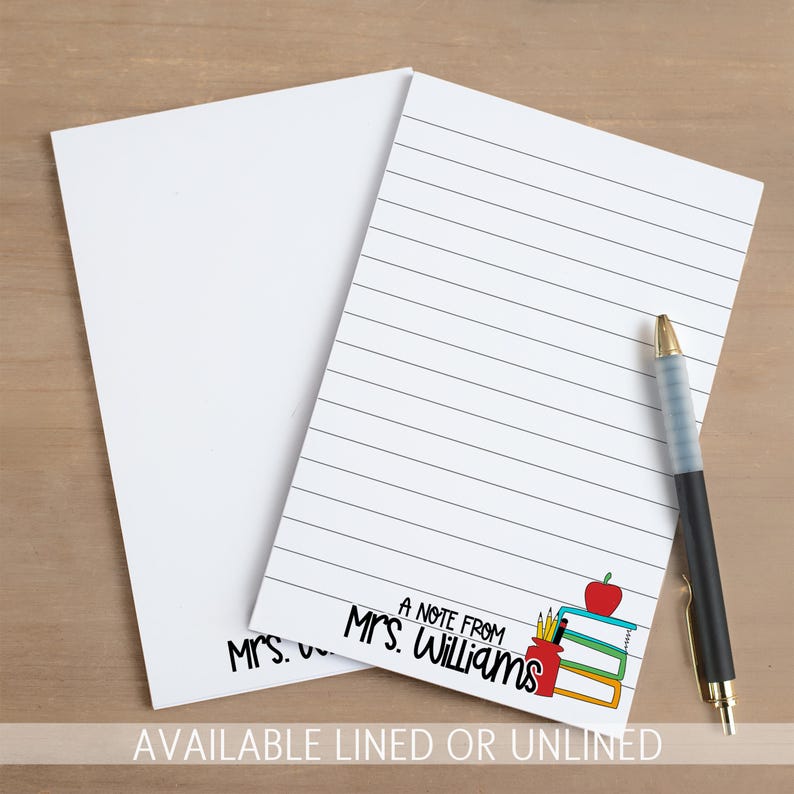 Personalized Teacher Note Pad, Custom Name Stationery, Classroom ...