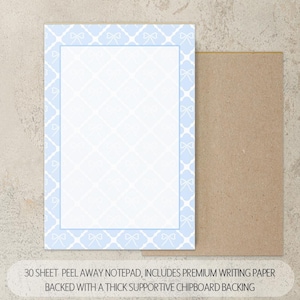 Personalized Stationery Set, Letter Writing Set, Writing Paper for Girls, Blue Coquette Bow Notebook, Notepads, Notecard Set, with Envelopes 画像 6