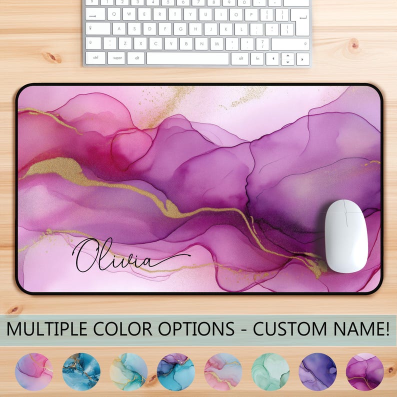 Tapis de souris personnalisé avec nom, grands tapis de bureau modernes, clavier gaming coloré, décoration de bureau moderne image 9
