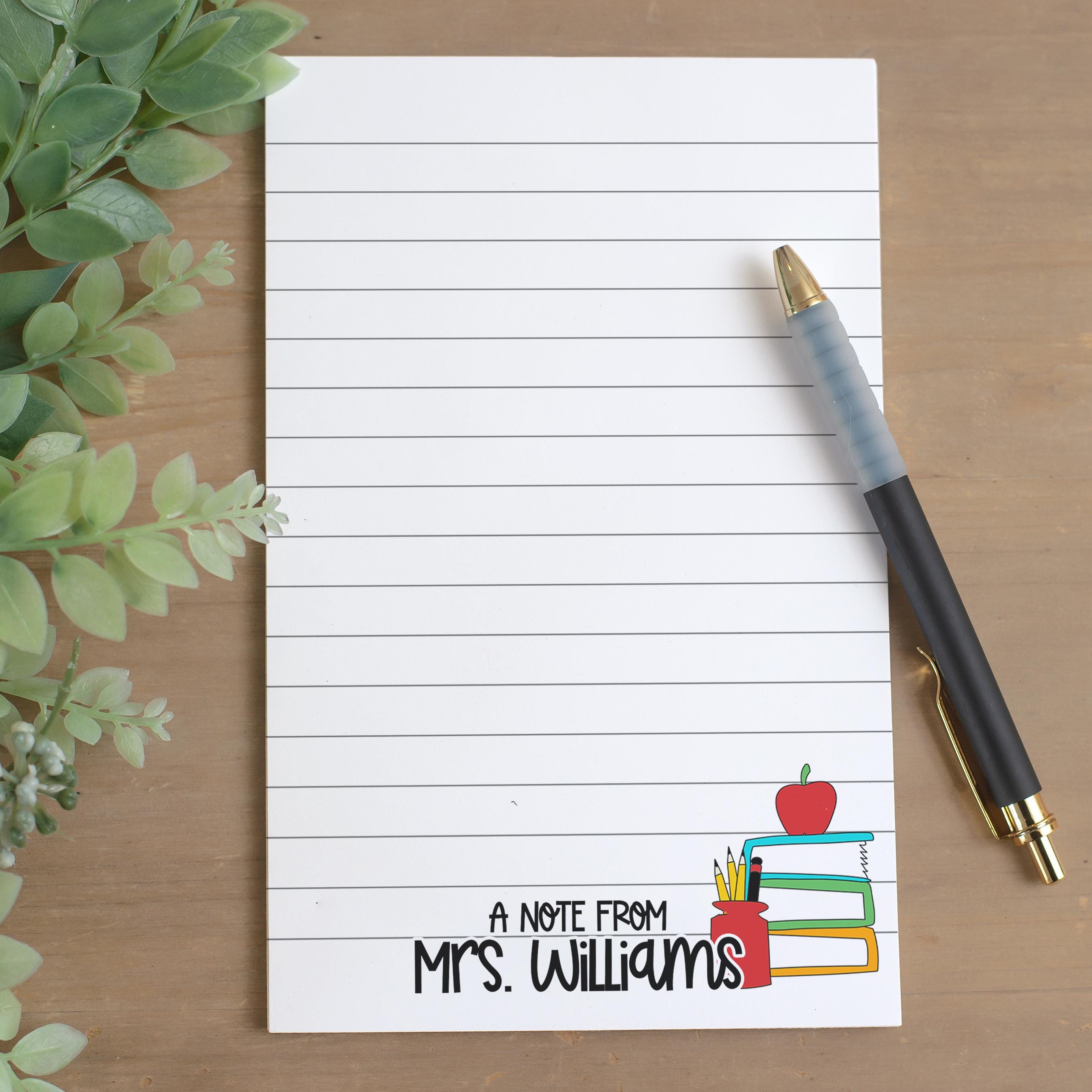Personalized Teacher Note Pad, Custom Name Stationery, Classroom ...