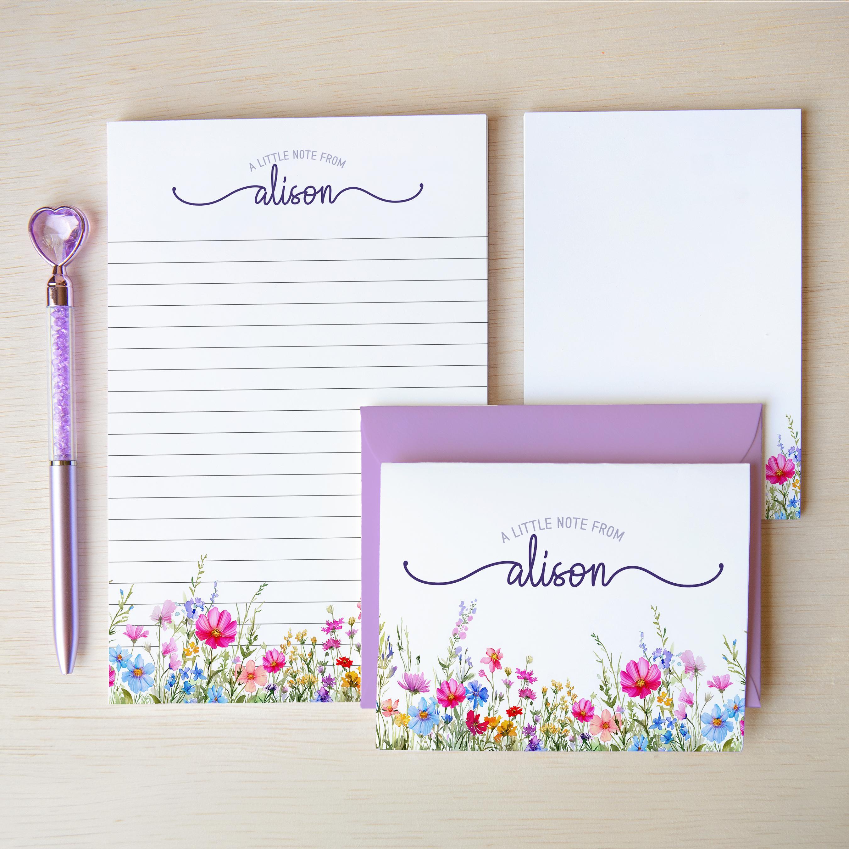 Personalized Stationery Set, Wildflower Print Letter Writing Gift Sets ...