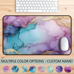 Tapis de souris personnalisé avec nom, grands tapis de bureau modernes, clavier gaming coloré, décoration de bureau moderne F