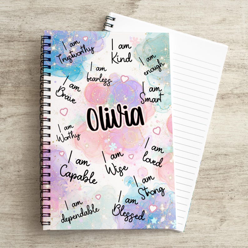 Personalized Girls Notebook, Positive Affirmation Spiral Notebook, Kids ...