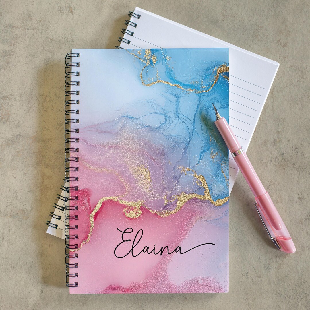 Personalized Pink Notebook, Pretty Abstract Spiral Notebook, Gratitude ...