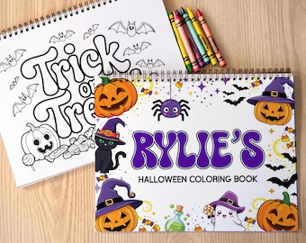 Personalized Halloween Coloring Book, Kids Spooky Cute Color Books With Name, Basket Stuffers Party Favor Gift, Boys & Girls Color Books