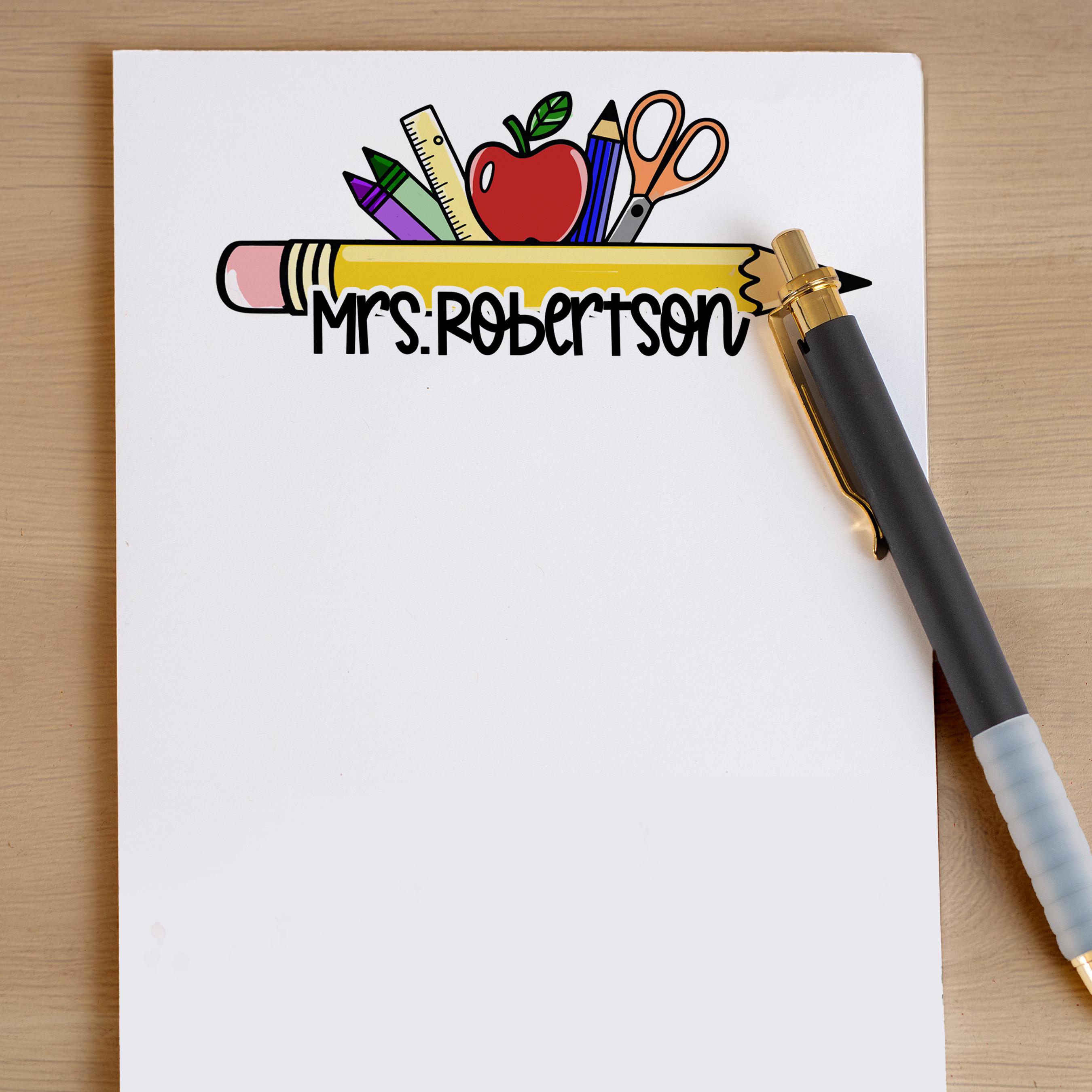Custom Teacher Notepads Personalized Teacher Note Pad, Custom Name Stationery, Classroom ...