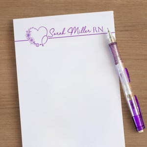 Personalized Nurse Note Pad, Custom Name stationery, RN LPN CNA Notepads, Nurse Appreciation, Doctor md dvm Notepads, Gift for Nurse