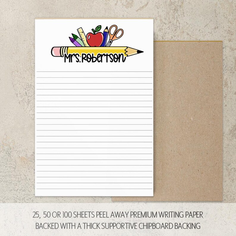 Personalized Teacher Note Pad, Custom Name Stationery, Classroom ...