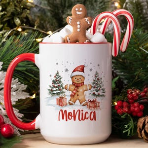 Personalized Christmas Mug , Custom Gingerbread Cocoa Mugs, Christmas Mugs for Kids, Custom Camper Mug with your Name, Stainless Steel Mugs image 5