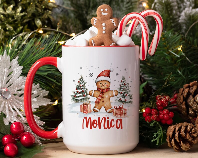 Personalized Christmas Mug , Custom Gingerbread Cocoa Mugs, Christmas Mugs for Kids, Custom Camper Mug with your Name, Stainless Steel Mugs image 5