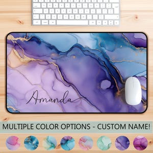 Tapis de souris personnalisé avec nom, grands tapis de bureau modernes, clavier gaming coloré, décoration de bureau moderne H
