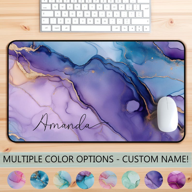 Tapis de souris personnalisé avec nom, grands tapis de bureau modernes, clavier gaming coloré, décoration de bureau moderne H