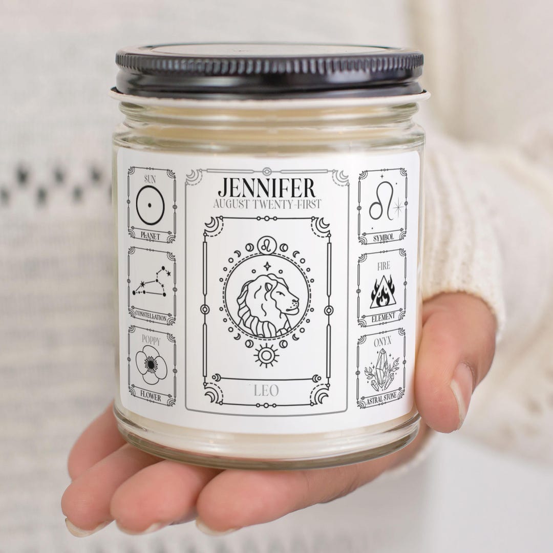 Custom Zodiac Sign Birth Flower Candle, Personalized Birthdate Gifts ...