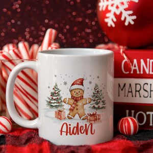Personalized Christmas Mug , Custom Gingerbread Cocoa Mugs, Christmas Mugs for Kids, Custom Camper Mug with your Name, Stainless Steel Mugs image 4