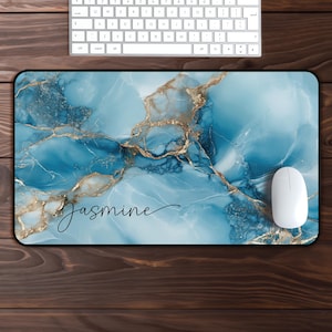 Tapis de souris personnalisé avec nom, grands tapis de bureau modernes, clavier gaming coloré, décoration de bureau moderne image 3
