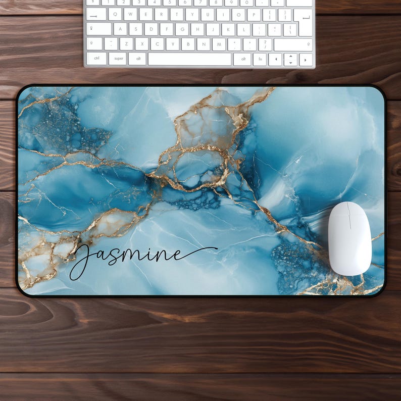 Tapis de souris personnalisé avec nom, grands tapis de bureau modernes, clavier gaming coloré, décoration de bureau moderne image 3