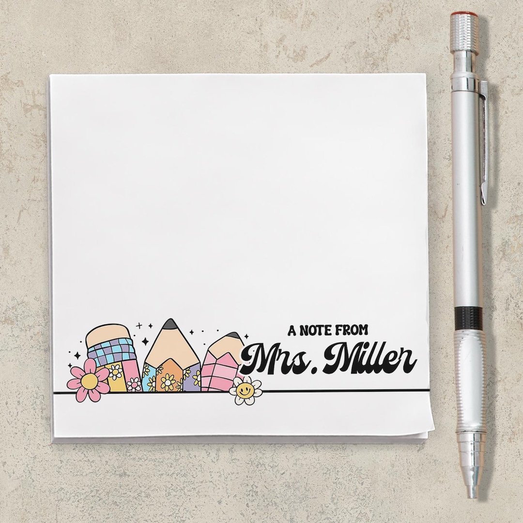 Personalized Teacher Note Pad, Custom Post It Sticky Notes, Name ...
