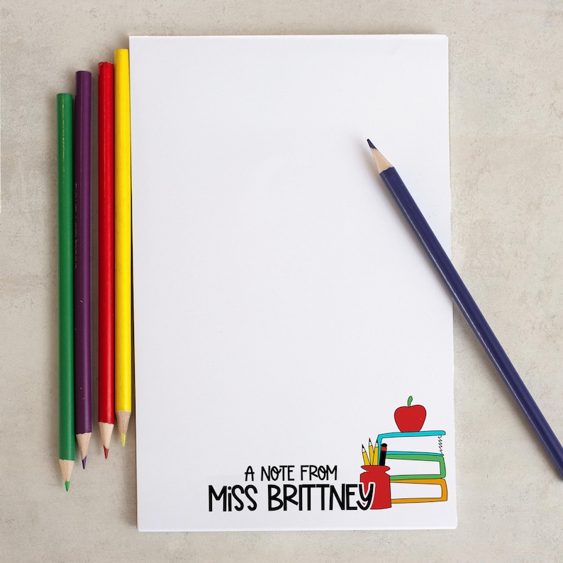 Personalized Teacher Note Pad, Custom Name Stationery, Classroom ...