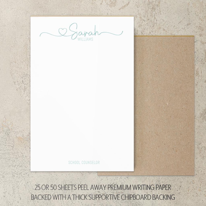 Bloc-notes personnalisé, bloc-notes personnalisés avec initiales monogrammes, cadeaux pour professeur, cadeau pour collègue, liste de choses à faire, mot de remerciement, papeterie personnalisée image 7