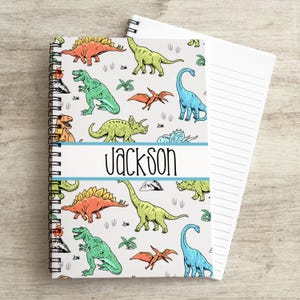 Boys Custom Notebook, Personalized Journal, Custom Dinosaur Spiral Notebook, Writing Notebooks, Kids Custom Name, Custom Sketchbooks