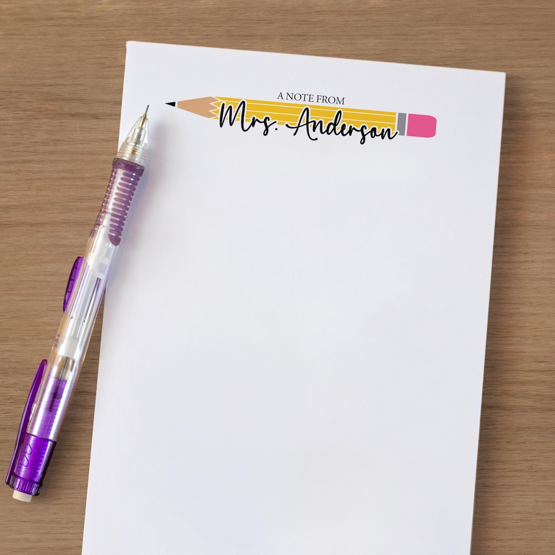 Personalized Teacher Note Pad, Custom Name Stationery, Classroom ...