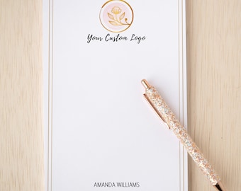 Custom Logo Notepad, Personalized Note Pads Business Stationery, Branded Company Office Client or Employee Gifts, Your Logo or Custom Text