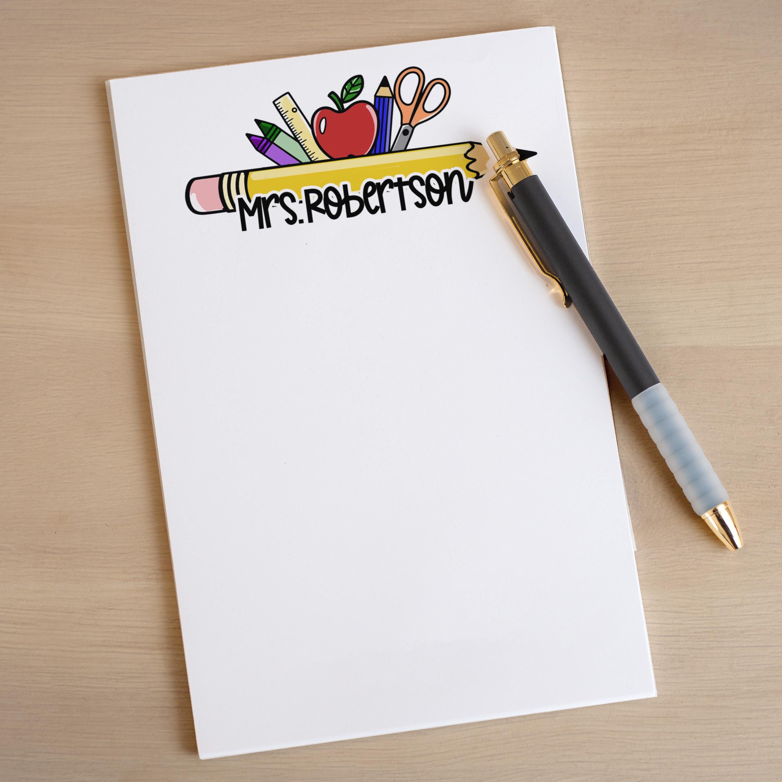 Custom Teacher Notepads Personalized Teacher Note Pad, Custom Name Stationery, Classroom ...