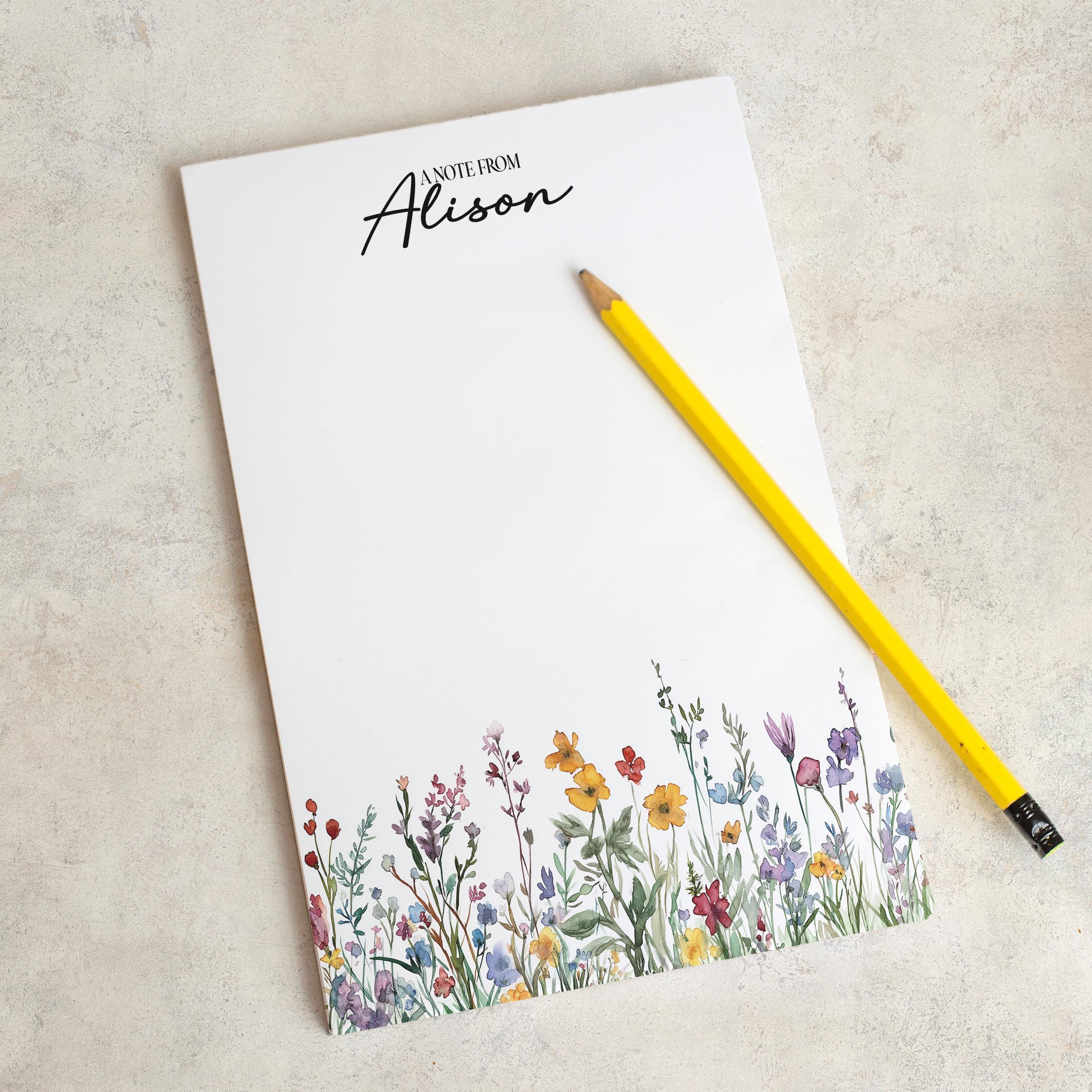 Personalized Notepad, Custom Wildflower Name Notepads, Pretty Flower ...