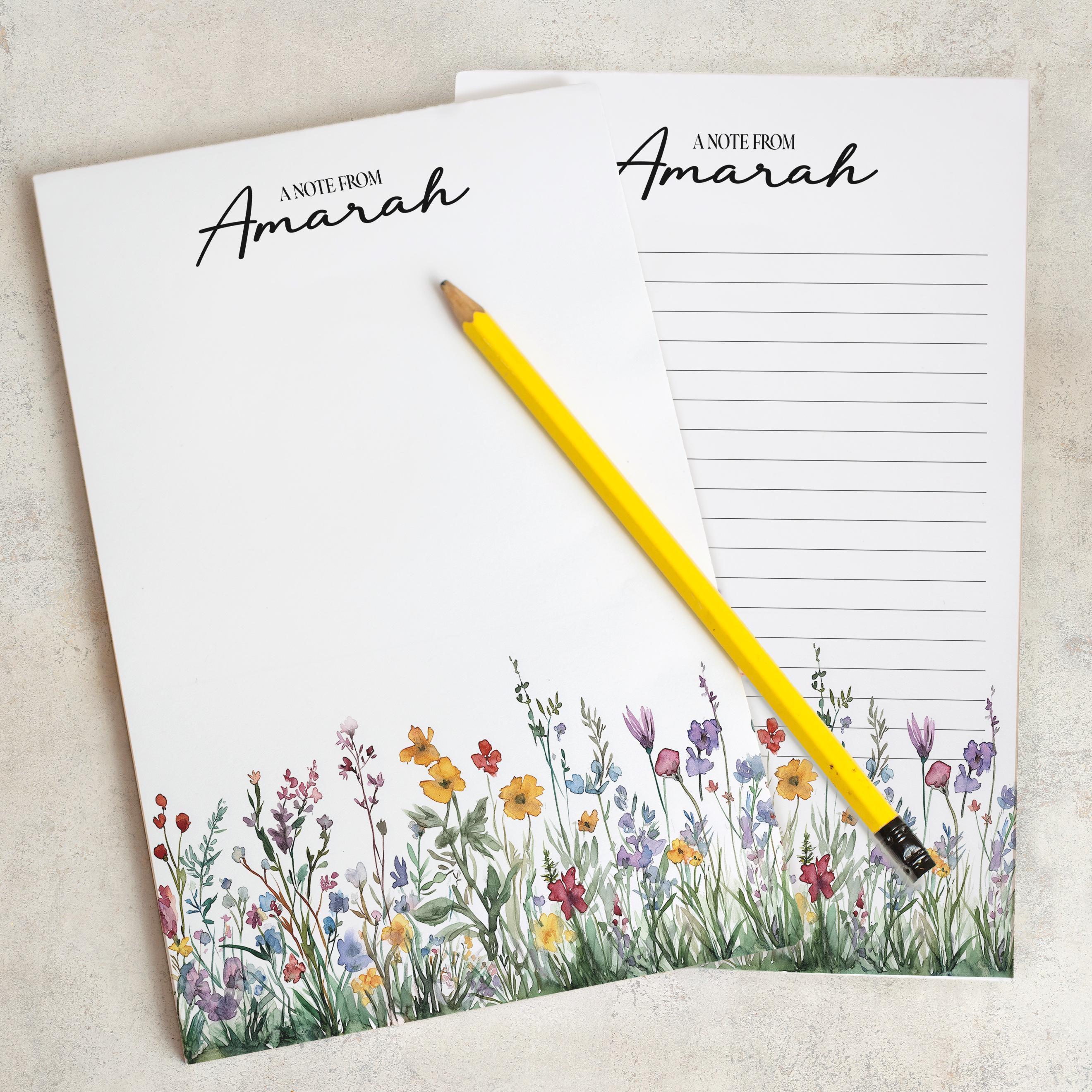 Personalized Notepad, Custom Wildflower Name Notepads, Pretty Flower ...