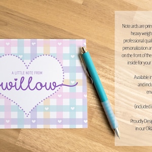 Personalized Stationery Set, Kids Letter Writing Set, Writing Paper for Girls, Heart Notebook, Girls Notepads, Notecard Set, with Envelopes afbeelding 7