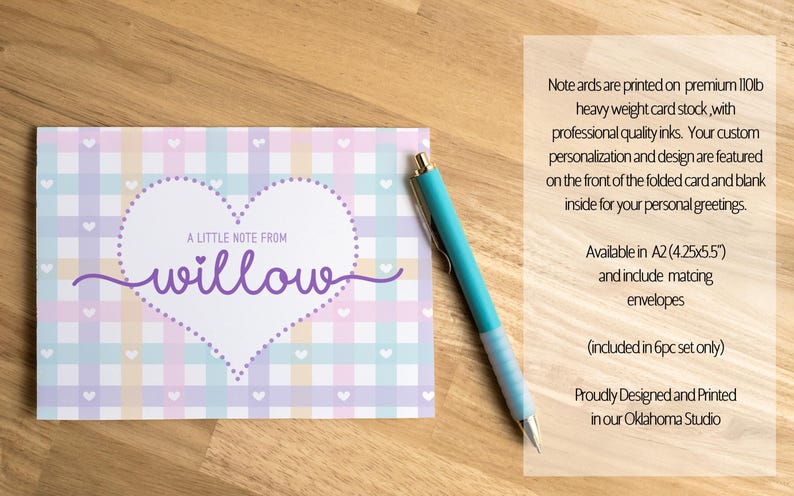 Personalized Stationery Set, Kids Letter Writing Set, Writing Paper for Girls, Heart Notebook, Girls Notepads, Notecard Set, with Envelopes afbeelding 7