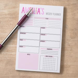 Personalized Weekly Planner Notepad, Days of the week notepads, Custom Name, Teacher gifts, Co-Worker Gift, Calendar To Do List