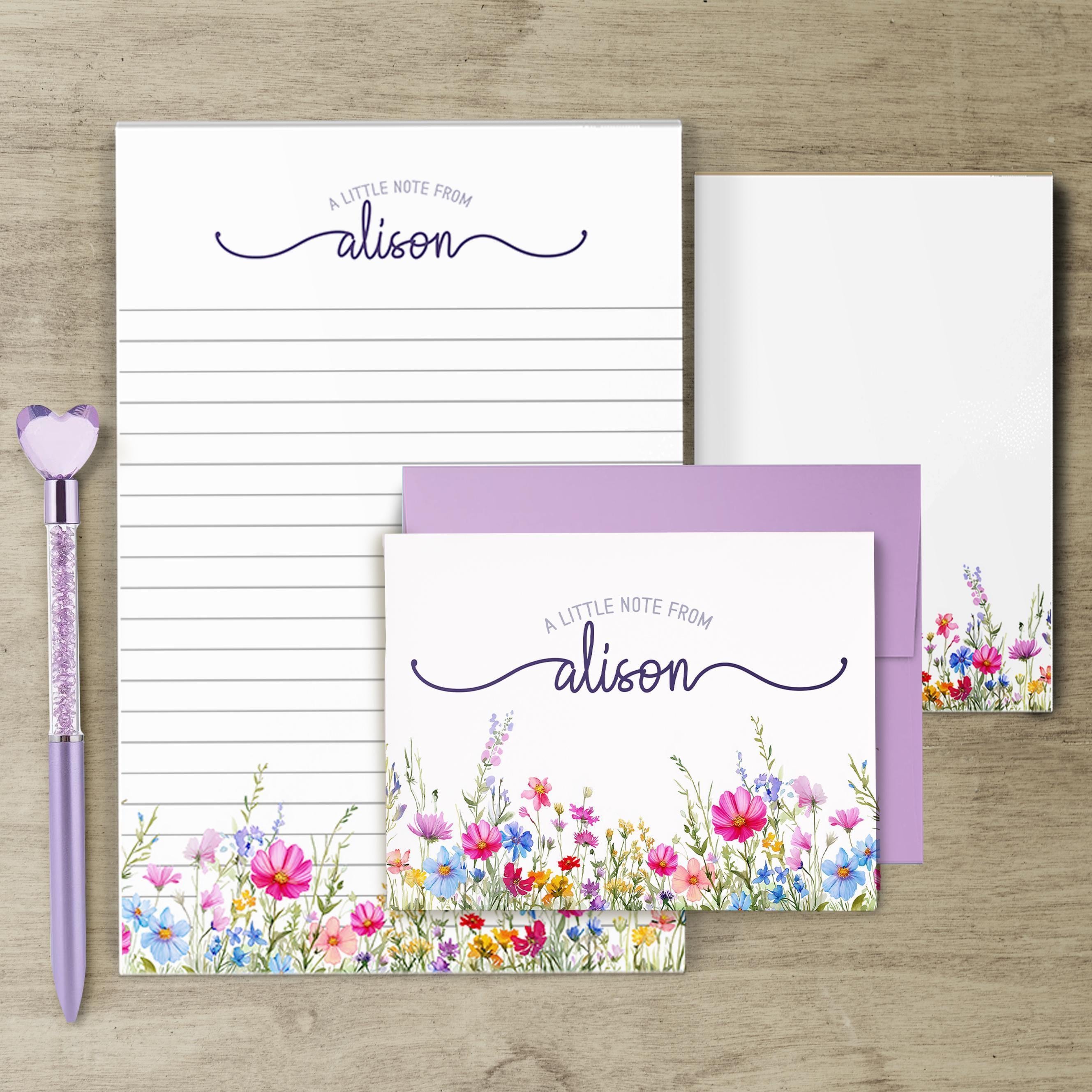 Personalized Stationery Set, Wildflower Print Letter Writing Gift Sets ...