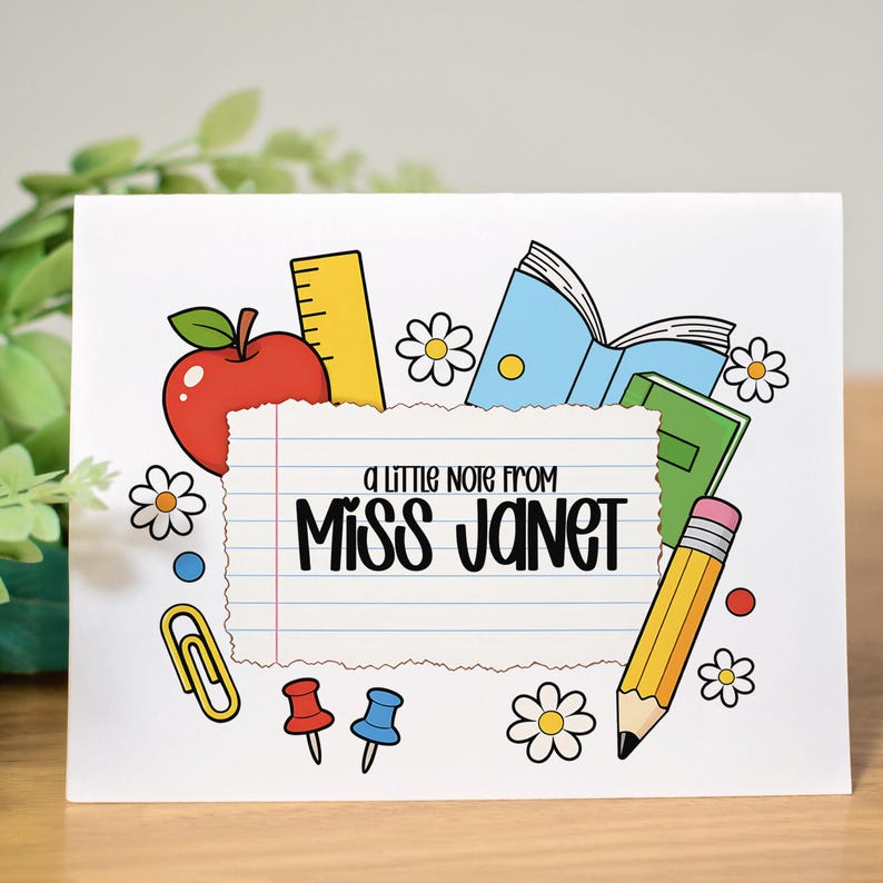 Personalized Teacher Notecards, Custom Note Card Stationery, Classroom ...