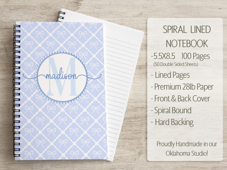 Personalized Stationery Set, Letter Writing Set, Writing Paper for Girls, Blue Coquette Bow Notebook, Notepads, Notecard Set, with Envelopes 画像 5