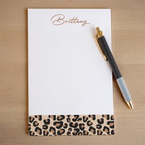 Personalized Notepad, Custom Cheetah Print Name Notepads, Cute Aesthetic Women's Note Pad, Gifts for Her, Custom Stationery. Teacher Gift,