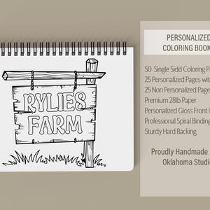 Personalized Farm Coloring Book, Custom Kids Animals Coloring Books With Name, Stocking Stuffers, Party Favor gift, Boys & Girls Color Book image 4