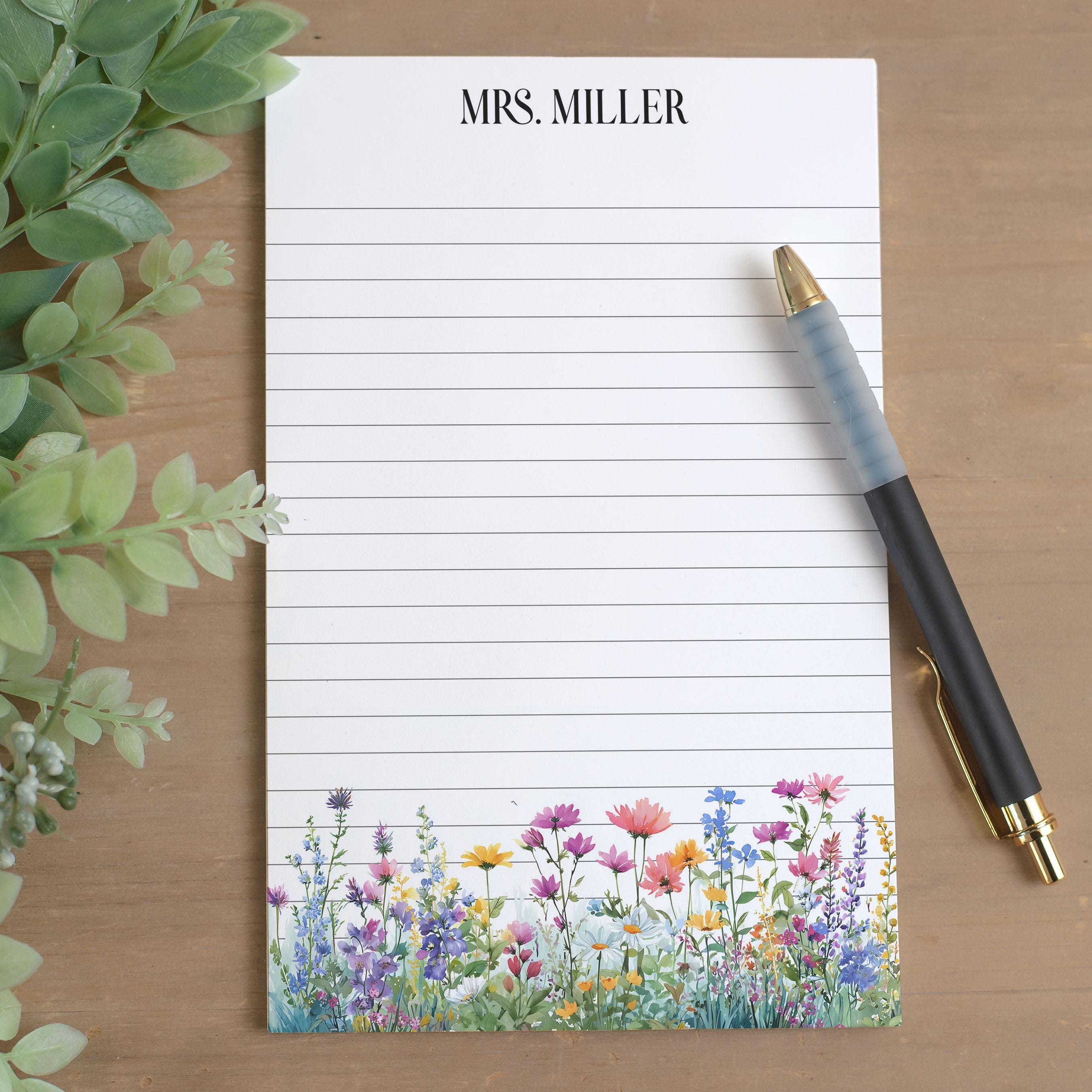 Personalized Flower Notepad, Custom Name Notepads, Floral Garden Note ...