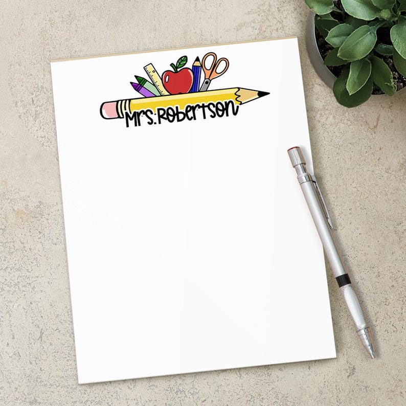 Personalized Teacher Note Pad, Custom Name Stationery, Classroom ...