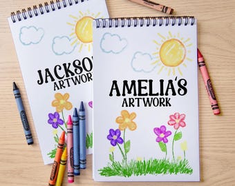 Kids Personalized Sketchbook, Custom Drawing Art Pad Books with Name,  Stocking Stuffers, Boys Girls Party Favor gifts