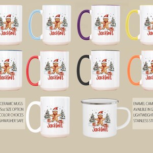 Personalized Christmas Mug , Custom Gingerbread Cocoa Mugs, Christmas Mugs for Kids, Custom Camper Mug with your Name, Stainless Steel Mugs image 8