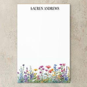Personalized Flower Notepad, Custom Name Notepads, Floral Garden Note ...