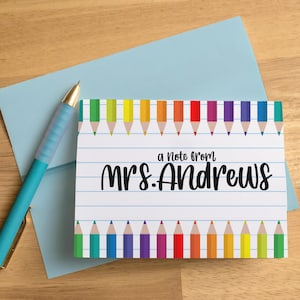 Cartes de correspondance personnalisées pour les enseignants, Papeterie pour cartes de correspondance personnalisée, Ensemble-cadeau de cartes pliées pour les enseignants, Cartes de bienvenue de la rentrée