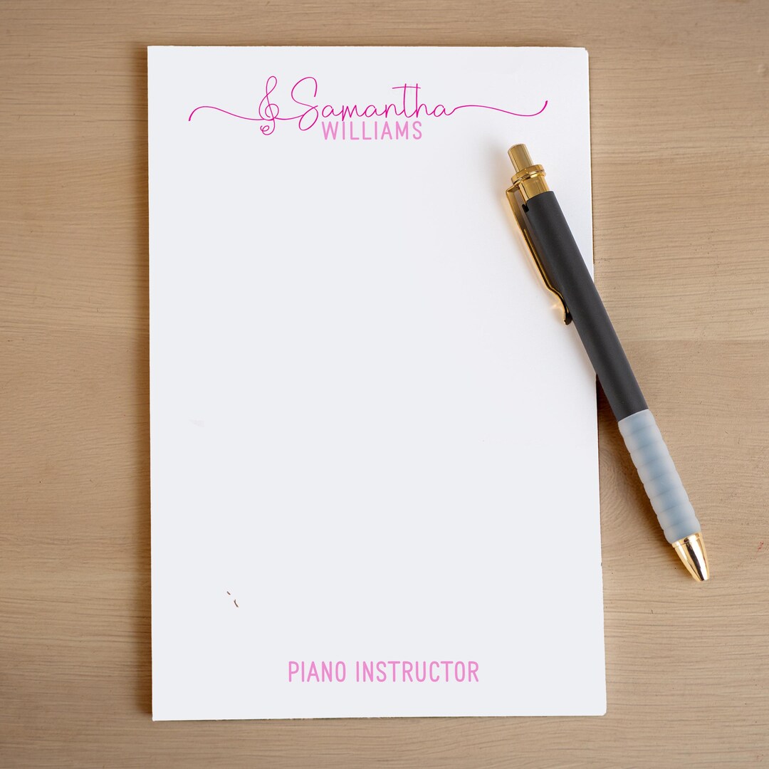 Rectangular Music Notes Notepad Template Personalized Music Notepad, Music Notes Note Pad, Unique Musician Music ...
