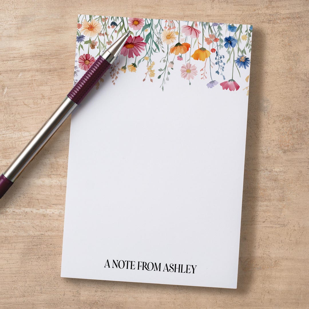 Personalized Notepad, Custom Wildflower Name Notepads, Pretty Flower ...