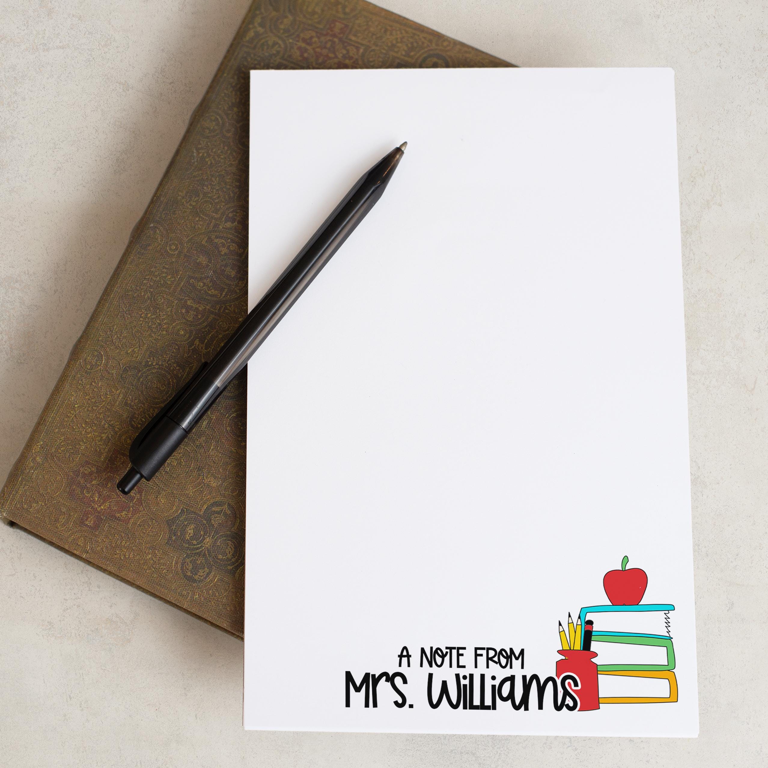 Personalized Teacher Note Pad, Custom Name Stationery, Classroom ...
