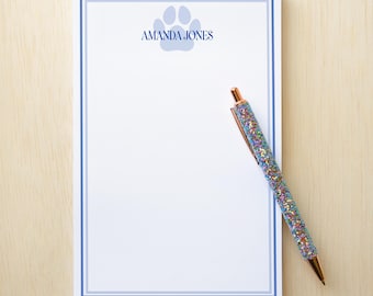 Personalized Paw Print Note Pad, Custom Name stationery,  DVM Notepads, Pet Lovers, Veterinarian, Dog Trainer Notepads, Gift for Pet Groomer